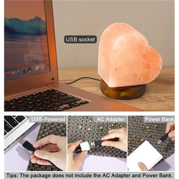 LED USB Himalayan Heart-Shaped Salt Lamp, Multi Color Changing in 7 Colors,Small - Picture 4 of 6